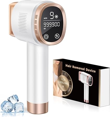 ✨ IPL Haarentfernungsgerät mit 8 °C Kühlsystem – 21 J, 9 Stufen, Auto-Glide, Gold - B-Ware