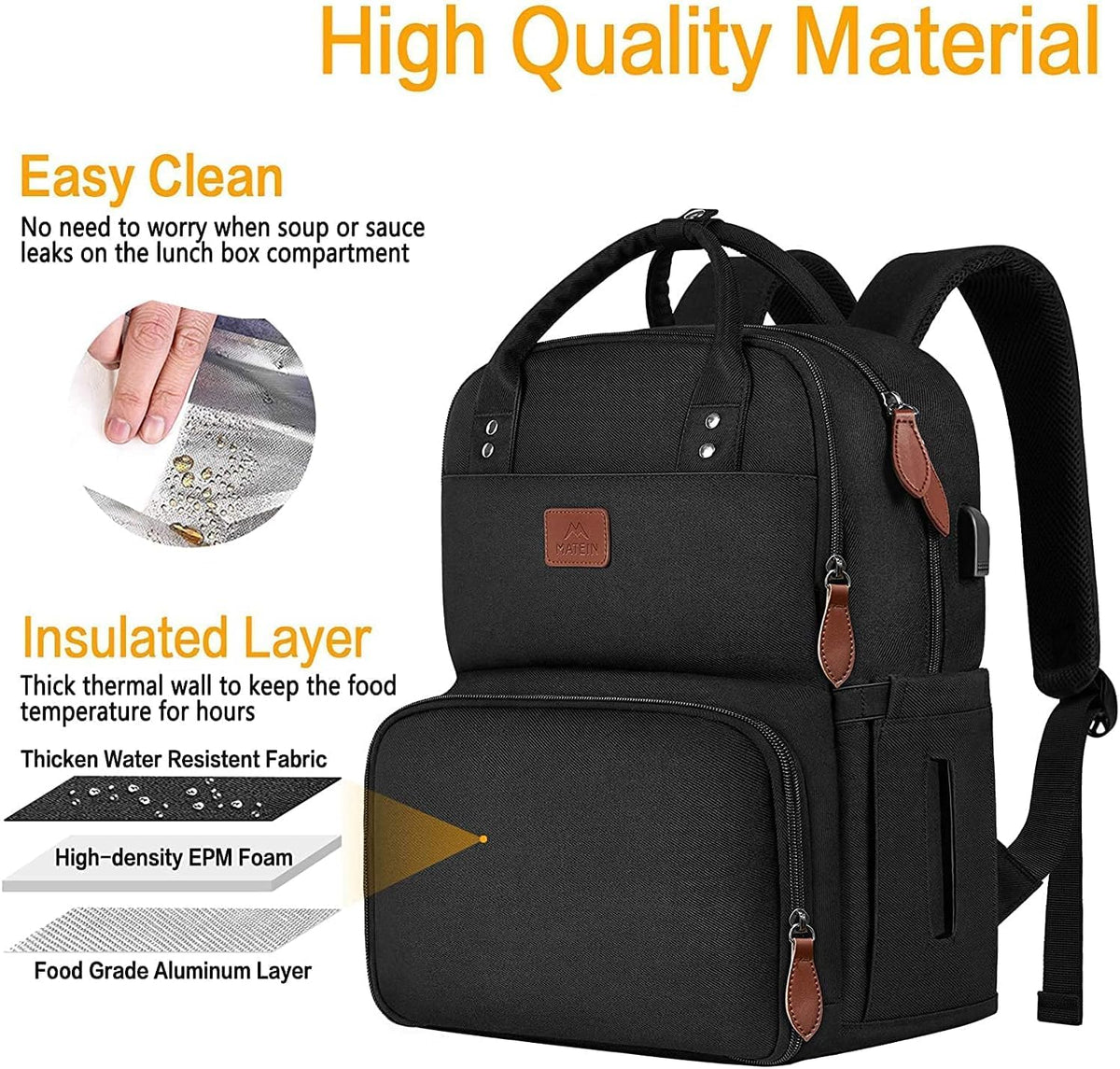 🌟 MATEIN Laptop Lunch Rucksack – 17 Zoll