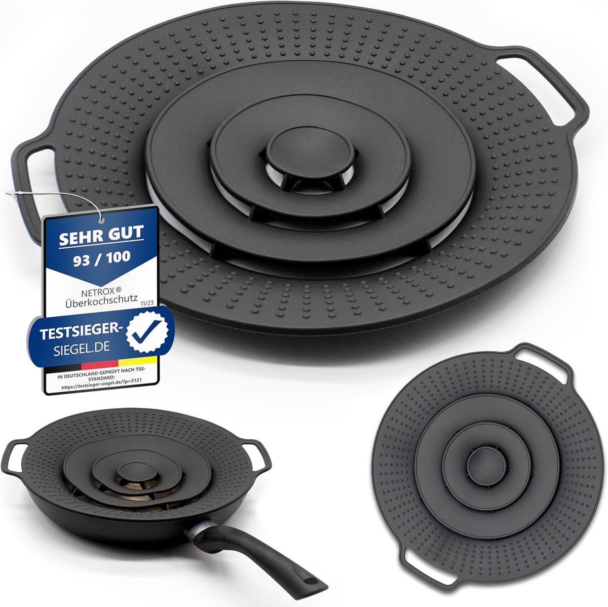 NetroxHome Überkochschutz und Pfannenspritzschutz Silikon 15-25 cm