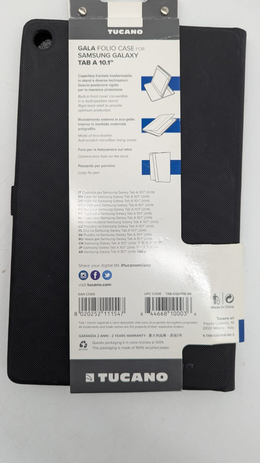 📱 Tucano Gala Hülle Galaxy Tab A 10.1 (2019) – Schwarz - B-Ware