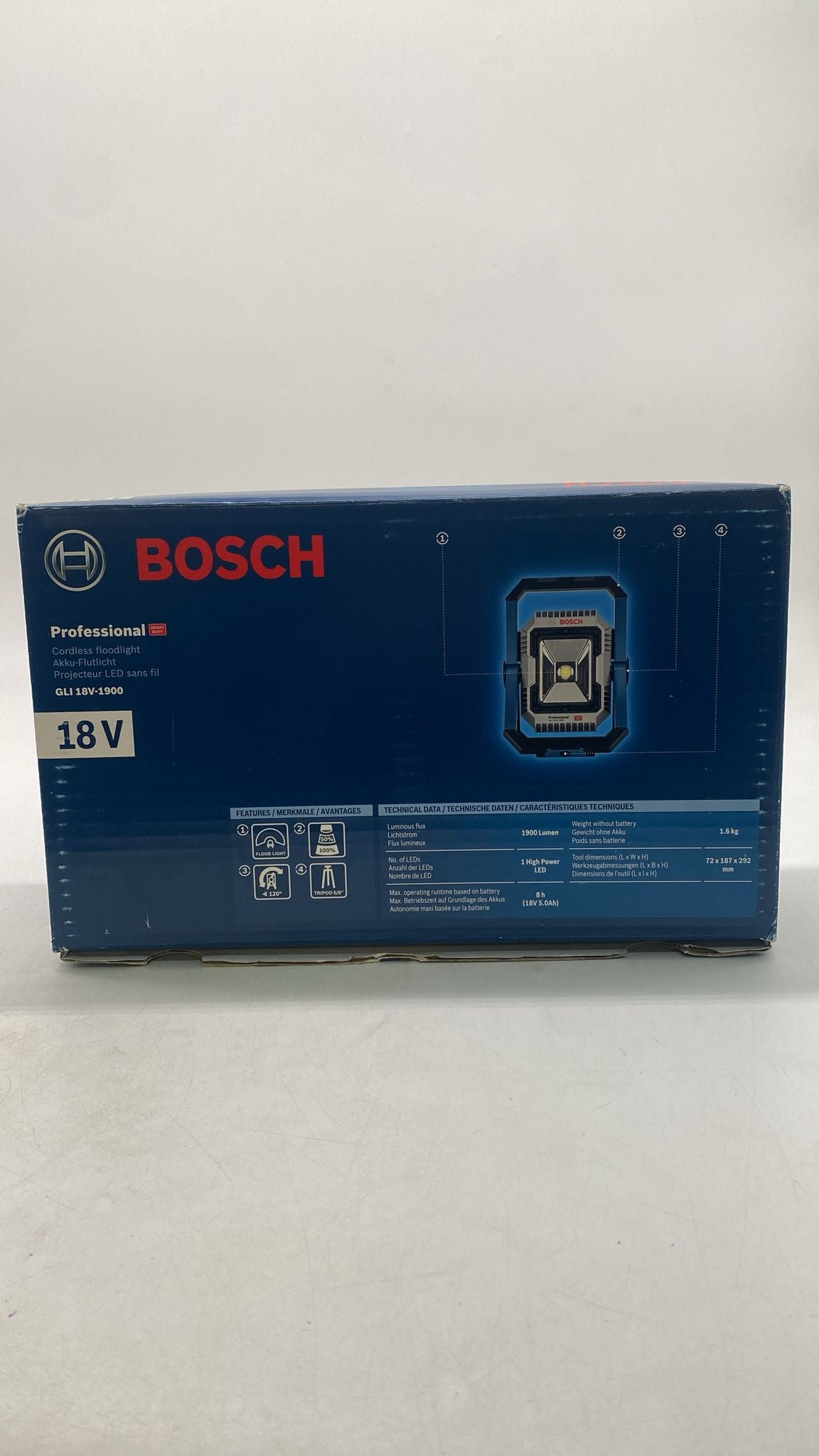 💡 Bosch PRO GLI 18V-1900 – Akku Bauleuchte LED Arbeitsleuchte - neu