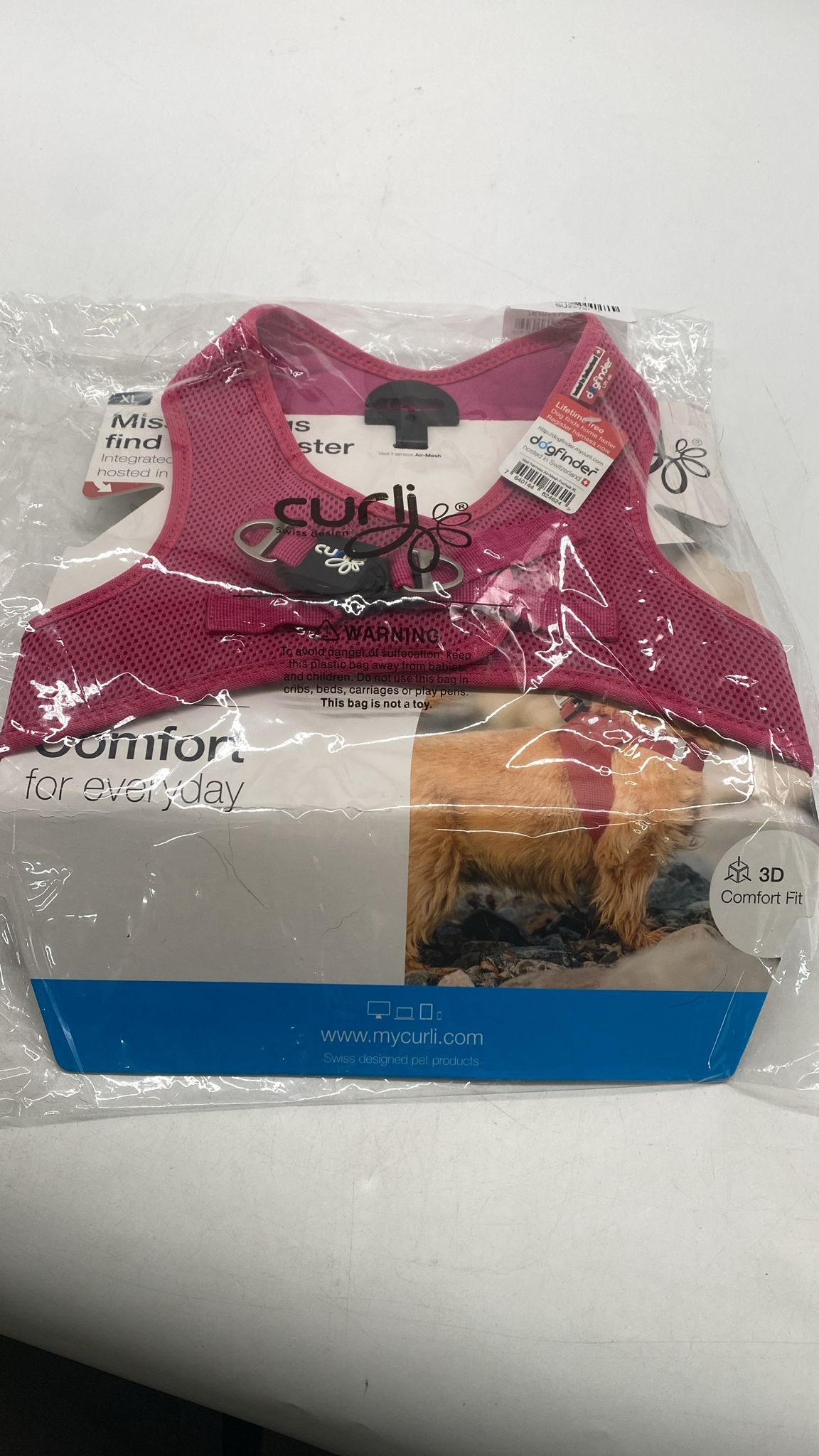 🐶 Curli Vest Harness Air-Mesh XL – Hundegeschirr Pink/Fuchsia leicht - neu