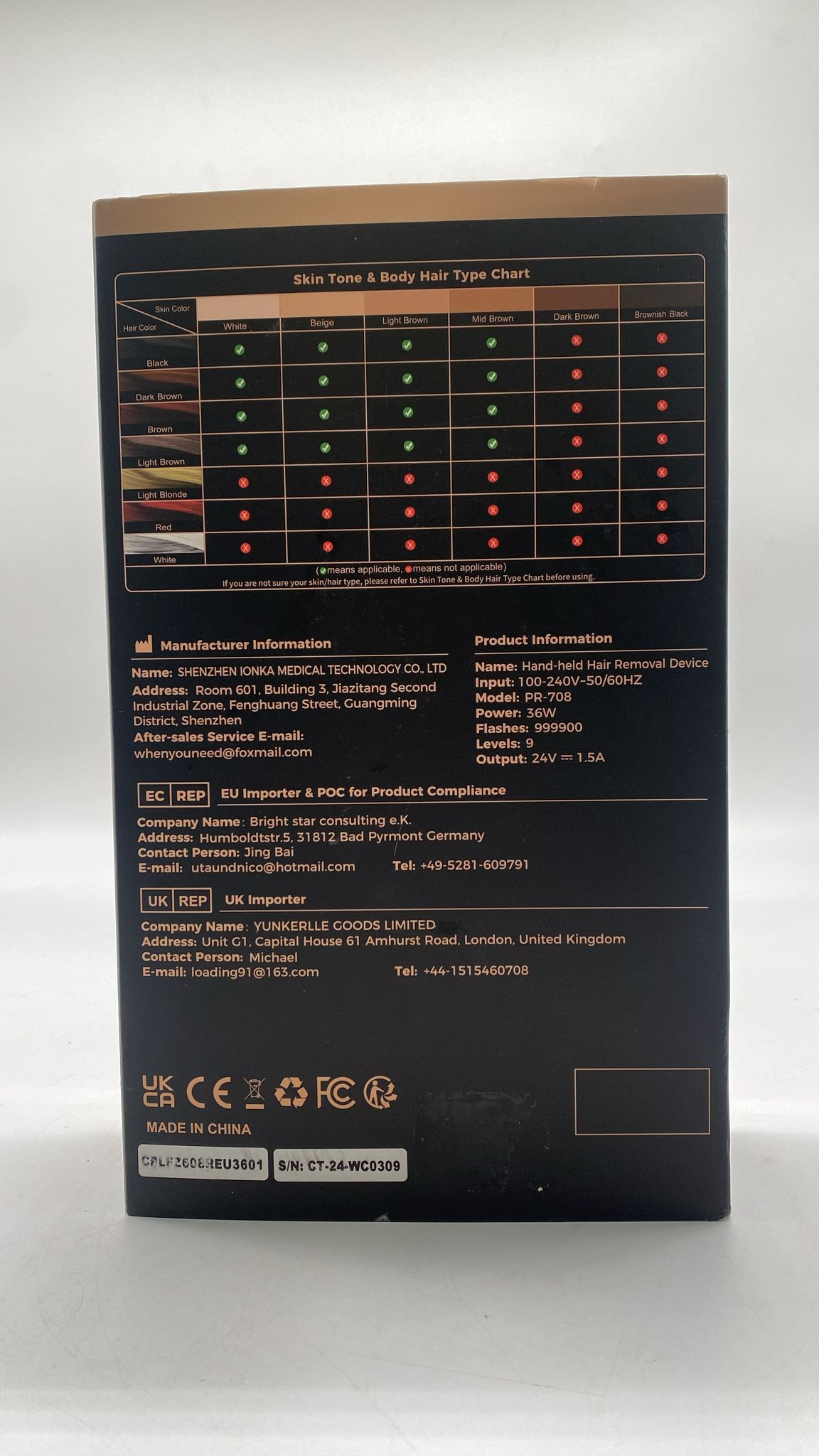 ✨ IPL Haarentfernungsgerät mit 8 °C Kühlsystem – 21 J, 9 Stufen, Auto-Glide, Gold - B-Ware