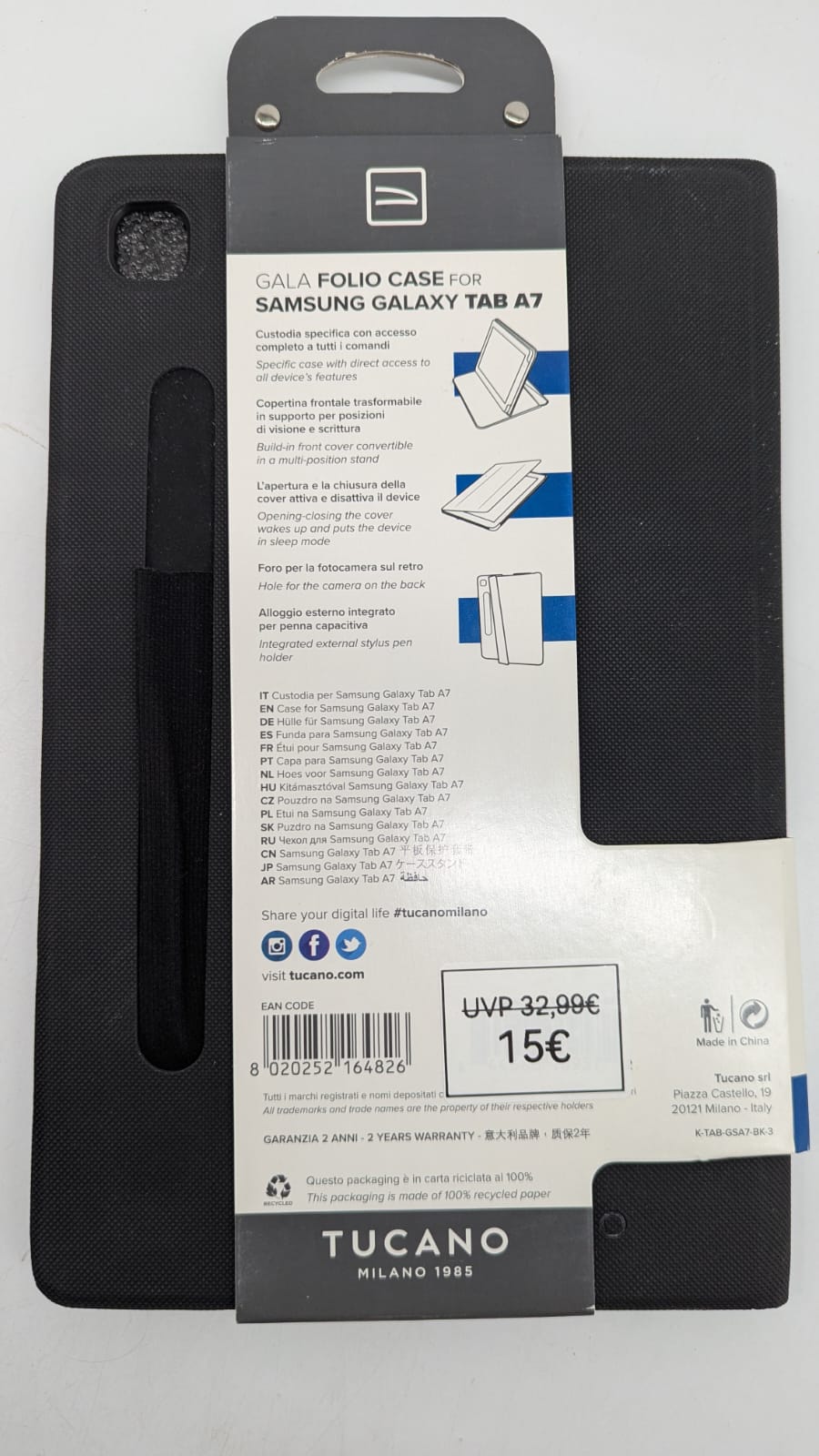 📱 Tucano Gala Hülle Galaxy Tab A7 10,4" – Hartschale, Stylusfach - B-Ware