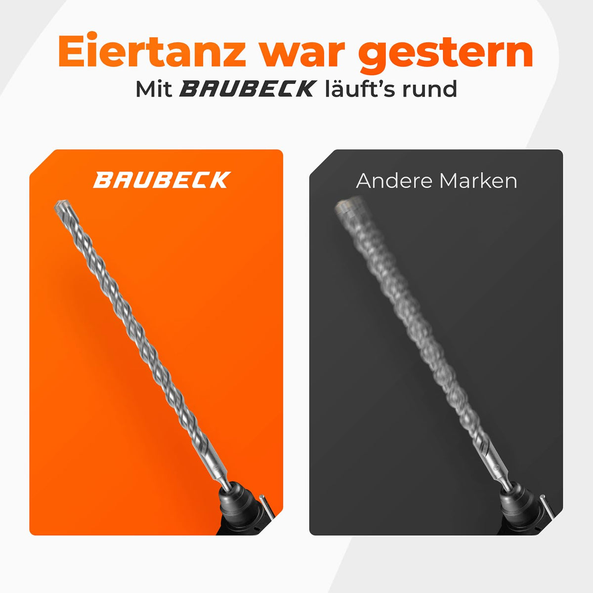 BAUBECK SDS Plus Betonbohrer 25 × 460 mm – Premium 40CR Stahl