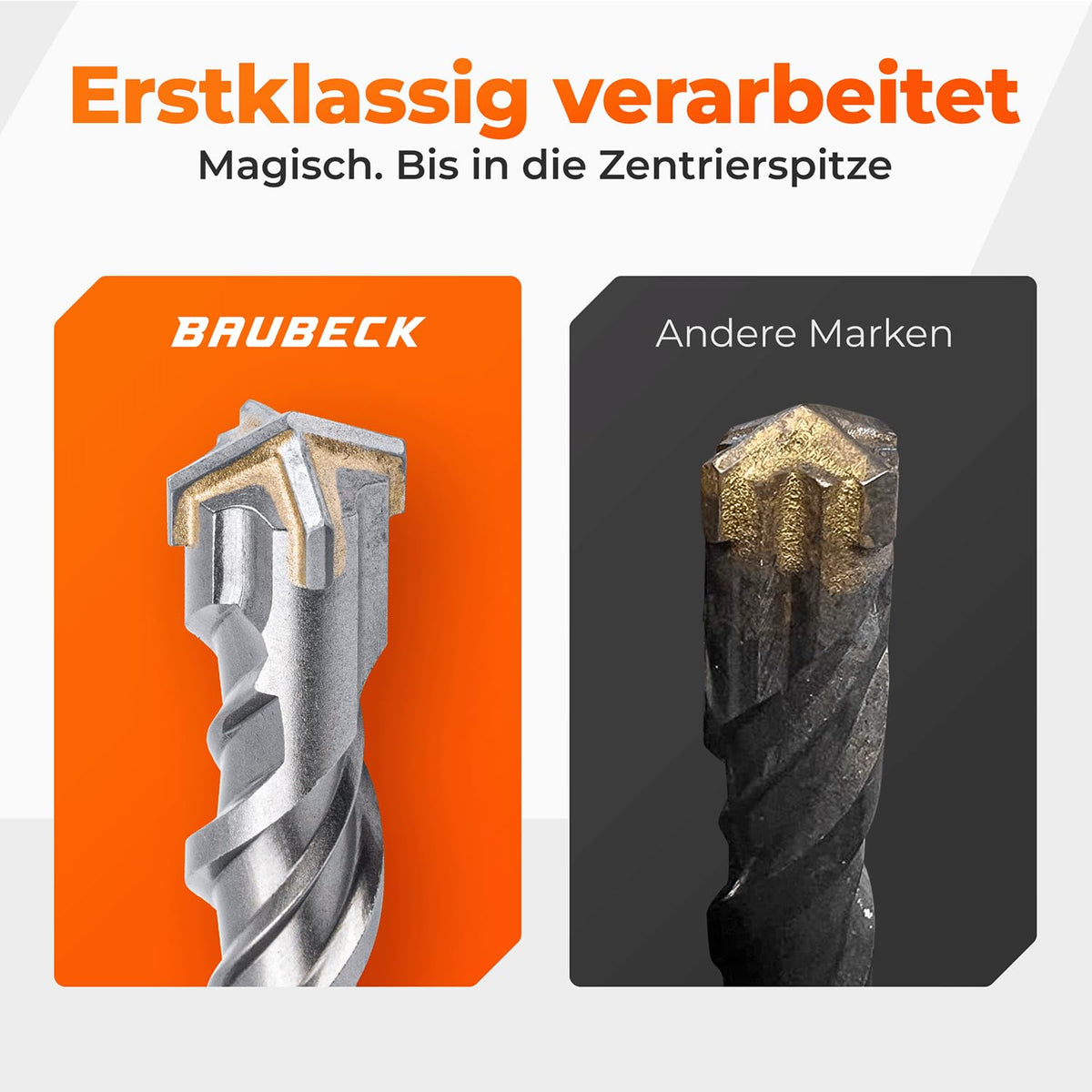 BAUBECK SDS Plus Betonbohrer 25 × 460 mm – Premium 40CR Stahl