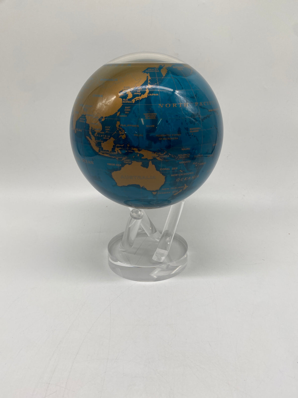 MOVA Globus Blau & Gold 6" – solarbetrieben, drehbar, edle Deko mit Sockel – B Ware