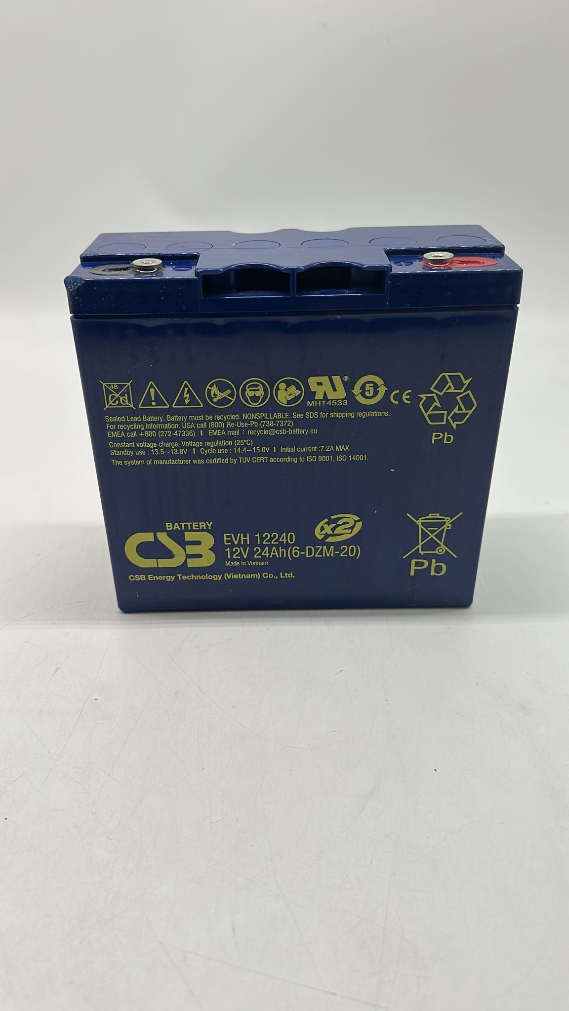 🔋 CSB EVH 12240 AGM Akku 12V 24Ah – Zyklenfest, M5 Anschluss - B-Ware