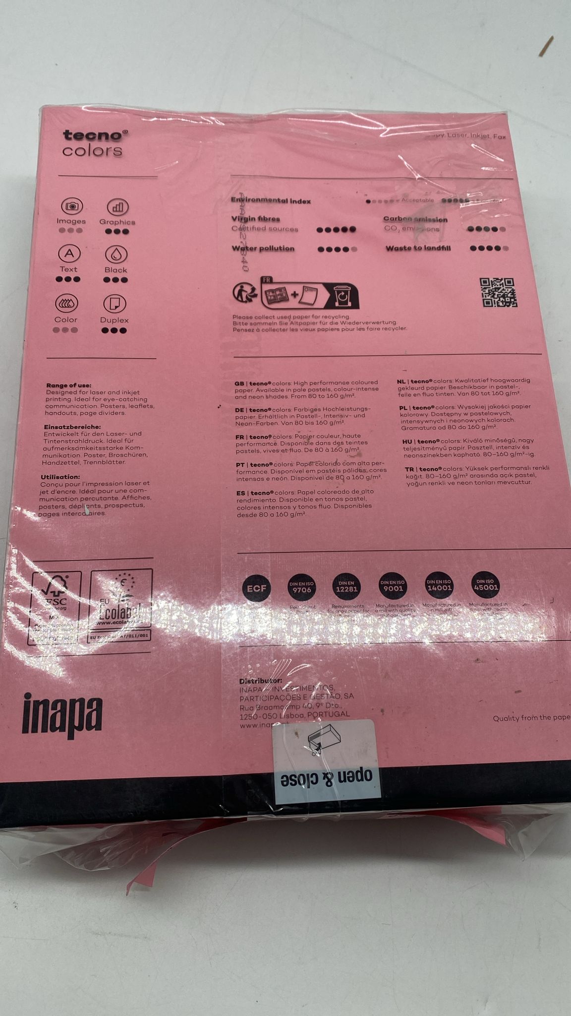 📄 inapa tecno Colors A4 Druckerpapier 80g/m² – 500 Blatt, hellrosa, neu