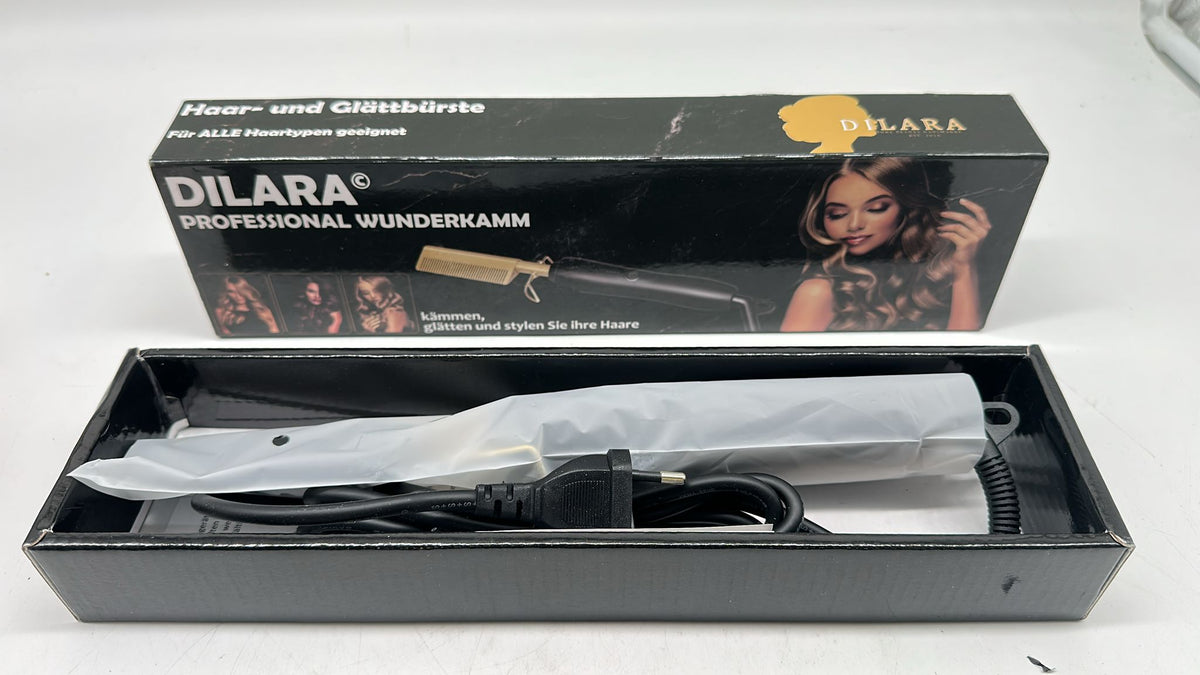 💇‍♀️ Keramik Heißkamm 230 °C – Haarglätter Schwarz/Gold, neu