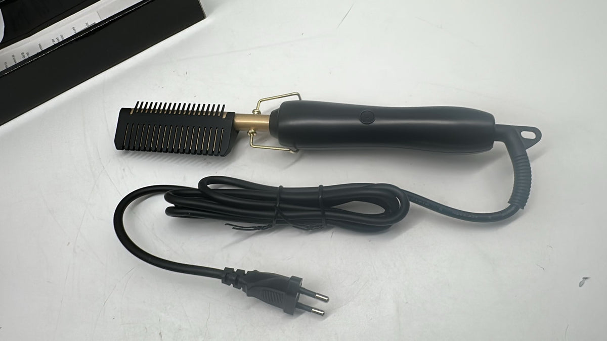 💇‍♀️ Keramik Heißkamm 230 °C – Haarglätter Schwarz/Gold, neu