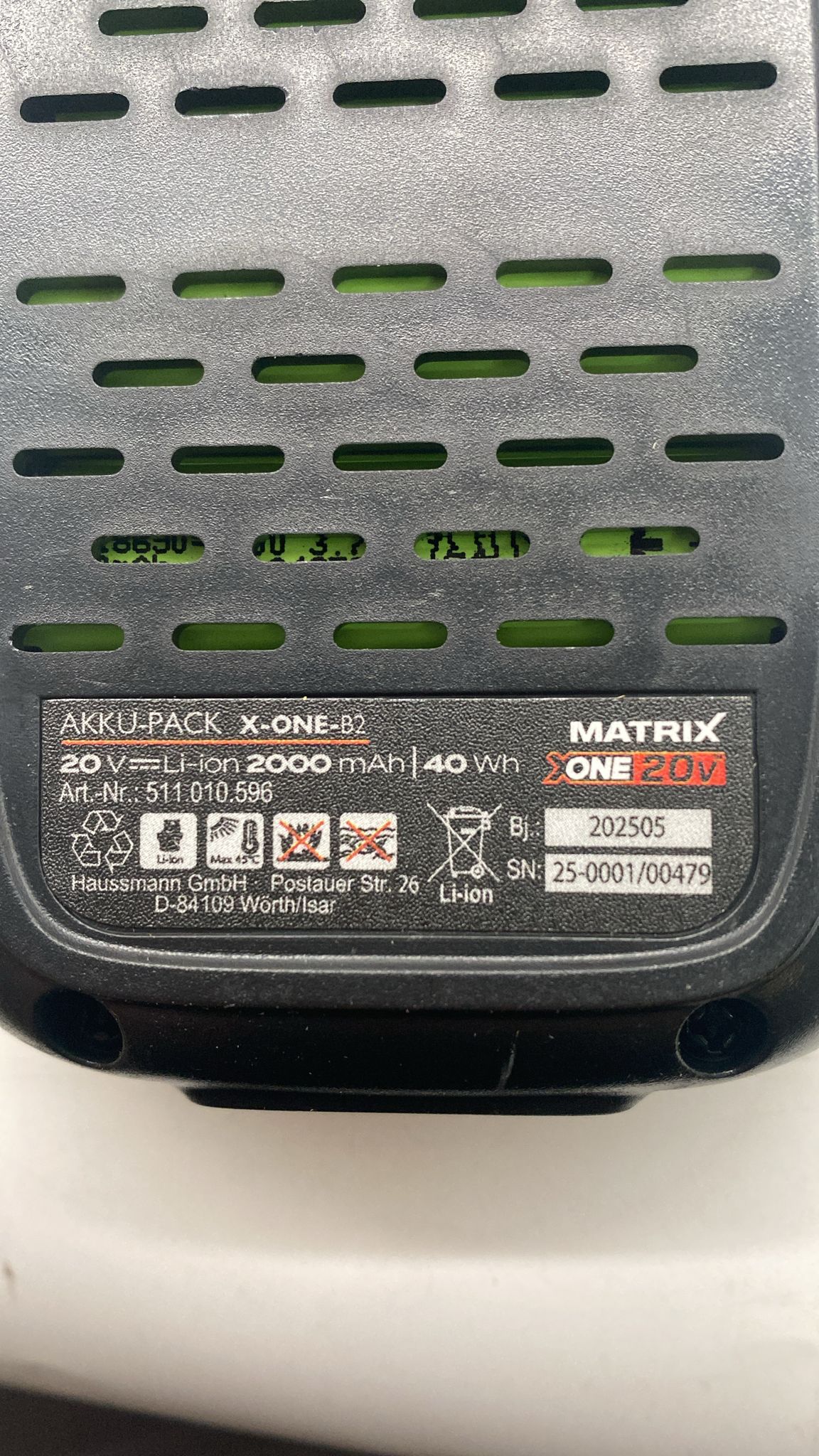 🔋 Matrix Akku B2 20V 2Ah – Ersatzakku für X-ONE & Kawasaki Power 20 - B-Ware