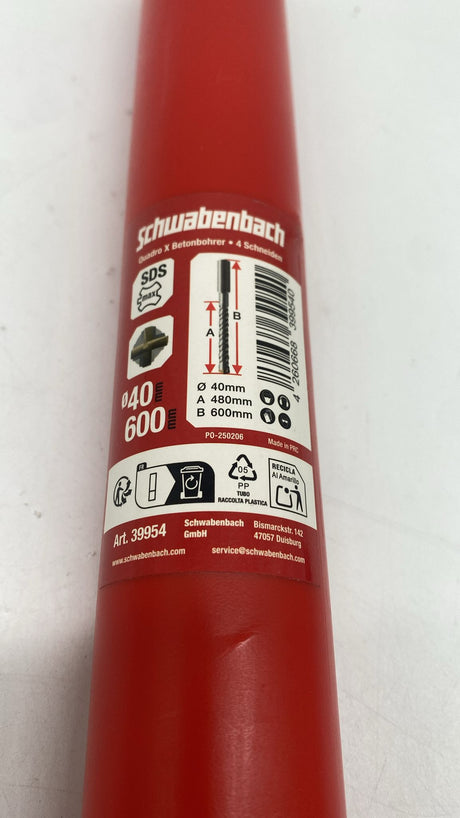🔧 SDS Max Bohrer 40x600 mm – Betonbohrer mit Hartmetallspitze Profi - B-Ware