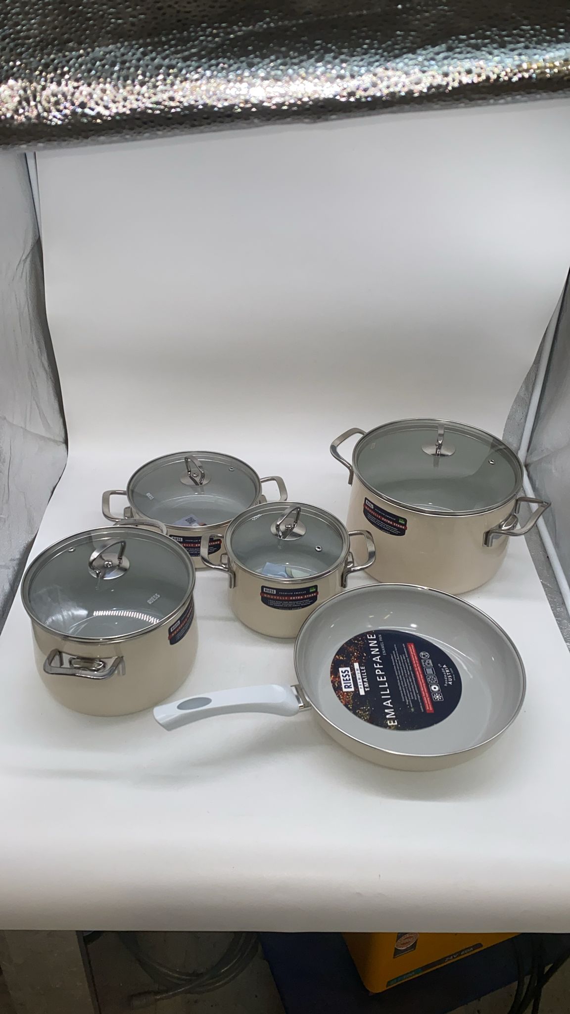 🍲 Riess NOUVELLE Avorio EXTRASTARK 5-tlg. Geschirr-Set – Induktion geeignet, neu